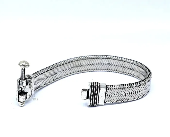9 925 sterling silver customized snake chain belt bracelet vintage design stylish mens gifting wrist belt bracelet jewelry NSBR550 TRIBAL ORNAMENTS Bracelets