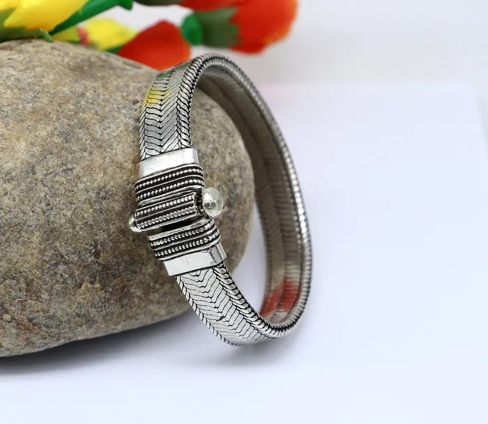 9 925 sterling silver customized snake chain belt bracelet vintage design stylish mens gifting wrist belt bracelet jewelry NSBR550 TRIBAL ORNAMENTS Bracelets