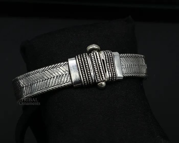 9 925 sterling silver customized snake chain belt bracelet vintage design stylish mens gifting wrist belt bracelet jewelry NSBR550 TRIBAL ORNAMENTS Bracelets