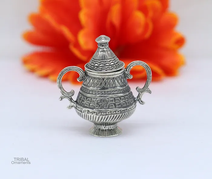 925 sterling silver amazing design vintage antique style small trinket box gorgeous kumkum box brides sindur box best brides gift stb168 TRIBAL ORNAMENTS Necklaces