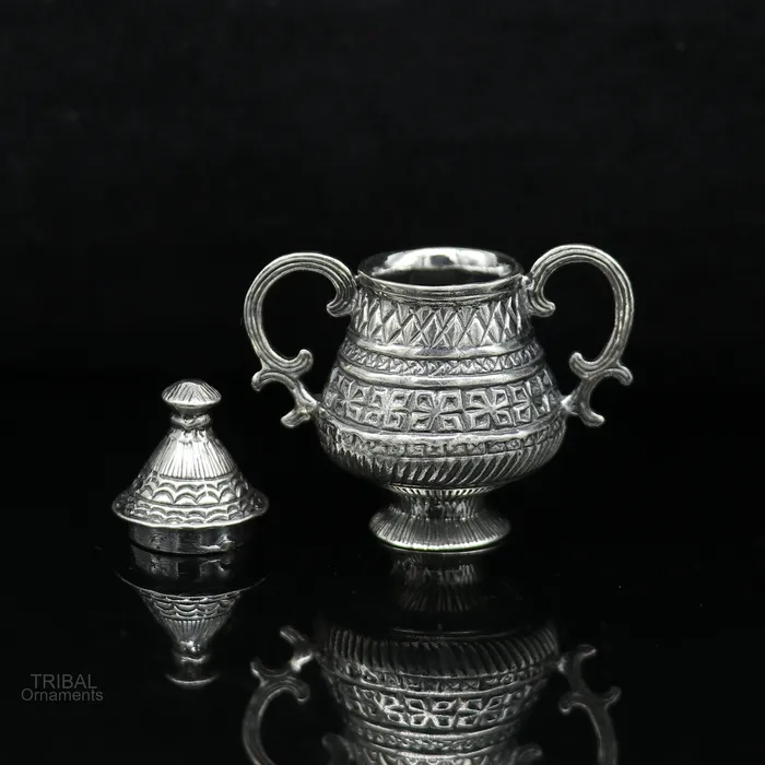 925 sterling silver amazing design vintage antique style small trinket box gorgeous kumkum box brides sindur box best brides gift stb168 TRIBAL ORNAMENTS Necklaces