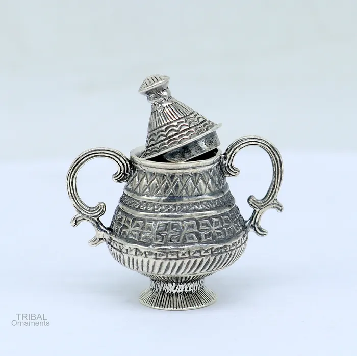 925 sterling silver amazing design vintage antique style small trinket box gorgeous kumkum box brides sindur box best brides gift stb168 TRIBAL ORNAMENTS Necklaces