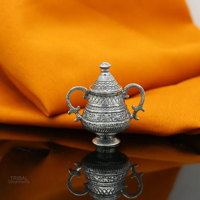 925 sterling silver amazing design vintage antique style small trinket box gorgeous kumkum box brides sindur box best brides gift stb168 TRIBAL ORNAMENTS Necklaces