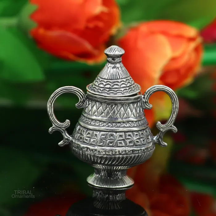 925 sterling silver amazing design vintage antique style small trinket box gorgeous kumkum box brides sindur box best brides gift stb168 TRIBAL ORNAMENTS Necklaces