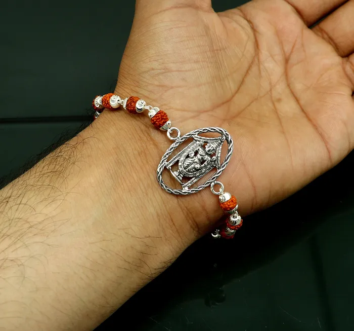 925 sterling silver custom Tirupati Balaji design Rakhi Bracelet special personalized gift for yoru brother and silster gift rk010 TRIBAL ORNAMENTS Bracelets 925 sterling silver custom Tirupati Balaji design Rakhi Bracelet special personalized gift for yoru brother and silster gift rk010 TRIBAL ORNAMENTS Bracelets