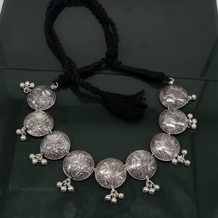 925 sterling silver customized bird design vintage style charm necklace choker tribal ethnic belly dance jewelry best brides gift set259 TRIBAL ORNAMENTS Necklaces