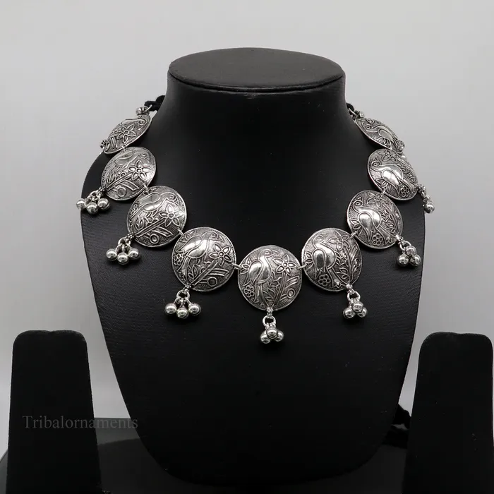 925 sterling silver customized bird design vintage style charm necklace choker tribal ethnic belly dance jewelry best brides gift set259 TRIBAL ORNAMENTS Necklaces