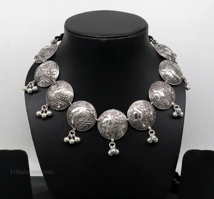 925 sterling silver customized bird design vintage style charm necklace choker tribal ethnic belly dance jewelry best brides gift set259 TRIBAL ORNAMENTS Necklaces