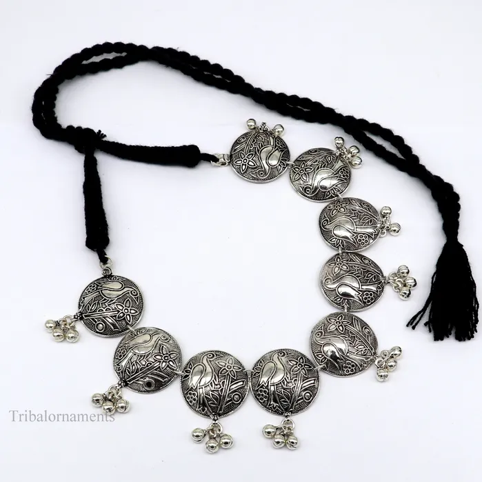 925 sterling silver customized bird design vintage style charm necklace choker tribal ethnic belly dance jewelry best brides gift set259 TRIBAL ORNAMENTS Necklaces