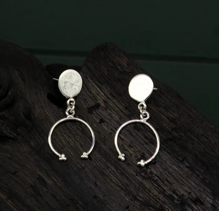 925 sterling silver customized unique design dainty elegant plain fancy stud earring drop dangle geometric earring gift to her ear718 TRIBAL ORNAMENTS Earrings 925 sterling silver customized unique design dainty elegant plain fancy stud earring drop dangle geometric earring gift to her ear718 TRIBAL ORNAMENTS Earrings