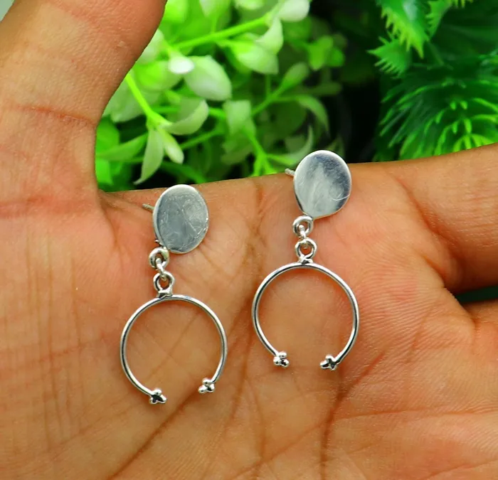 925 sterling silver customized unique design dainty elegant plain fancy stud earring drop dangle geometric earring gift to her ear718 TRIBAL ORNAMENTS Earrings 925 sterling silver customized unique design dainty elegant plain fancy stud earring drop dangle geometric earring gift to her ear718 TRIBAL ORNAMENTS Earrings