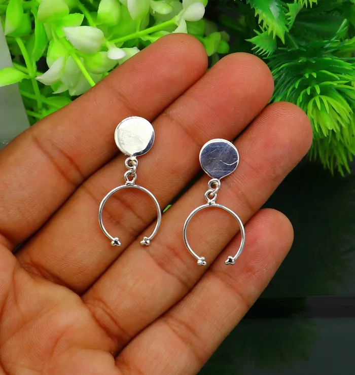 925 sterling silver customized unique design dainty elegant plain fancy stud earring drop dangle geometric earring gift to her ear718 TRIBAL ORNAMENTS Earrings 925 sterling silver customized unique design dainty elegant plain fancy stud earring drop dangle geometric earring gift to her ear718 TRIBAL ORNAMENTS Earrings