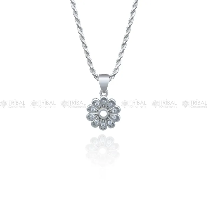 925 Sterling silver flower design diamond cubic zirconia stone pendant nsp988 TRIBAL ORNAMENTS Necklaces 925 Sterling silver flower design diamond cubic zirconia stone pendant nsp988 TRIBAL ORNAMENTS Necklaces