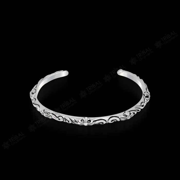 925 sterling silver handcrafted work Superior Quality Graceful Design Glossy Plain solid Bracelet Kada for Men and womens gifting cuff50 TRIBAL ORNAMENTS Bracelets