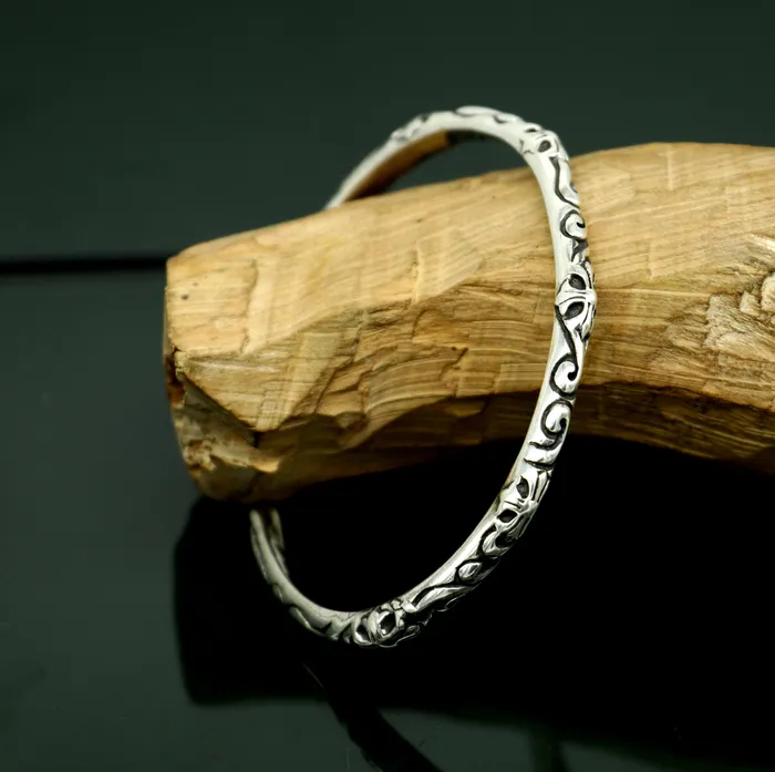 925 sterling silver handcrafted work Superior Quality Graceful Design Glossy Plain solid Bracelet Kada for Men and womens gifting cuff50 TRIBAL ORNAMENTS Bracelets