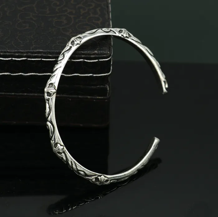 925 sterling silver handcrafted work Superior Quality Graceful Design Glossy Plain solid Bracelet Kada for Men and womens gifting cuff50 TRIBAL ORNAMENTS Bracelets