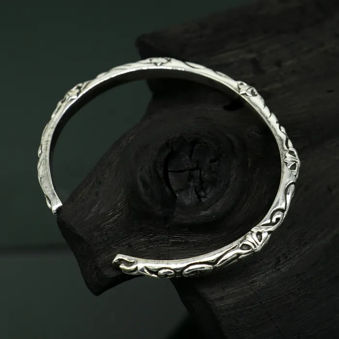 925 sterling silver handcrafted work Superior Quality Graceful Design Glossy Plain solid Bracelet Kada for Men and womens gifting cuff50 TRIBAL ORNAMENTS Bracelets
