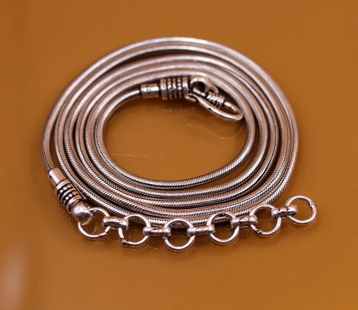 925 Sterling silver handmade adjustable 36 to 38 inches snake chain vintage antique design belly chain long belly chain for belly dance ch51 TRIBAL ORNAMENTS Rings