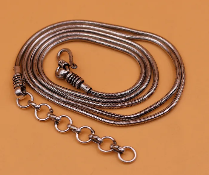 925 Sterling silver handmade adjustable 36 to 38 inches snake chain vintage antique design belly chain long belly chain for belly dance ch51 TRIBAL ORNAMENTS Rings