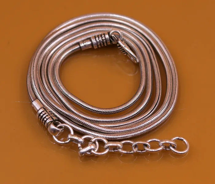 925 Sterling silver handmade adjustable 36 to 38 inches snake chain vintage antique design belly chain long belly chain for belly dance ch51 TRIBAL ORNAMENTS Rings