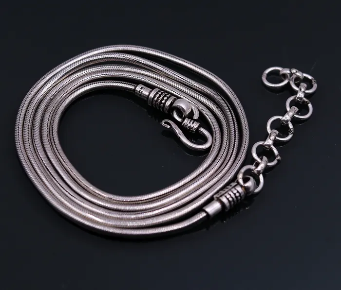 925 Sterling silver handmade adjustable 36 to 38 inches snake chain vintage antique design belly chain long belly chain for belly dance ch51 TRIBAL ORNAMENTS Rings