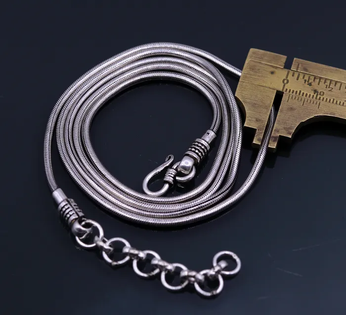 925 Sterling silver handmade adjustable 36 to 38 inches snake chain vintage antique design belly chain long belly chain for belly dance ch51 TRIBAL ORNAMENTS Rings