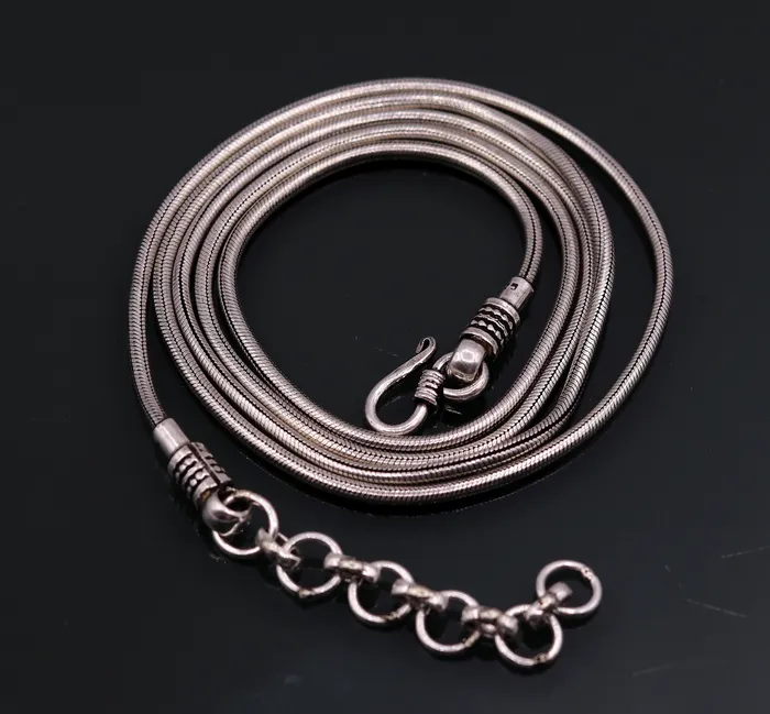 925 Sterling silver handmade adjustable 36 to 38 inches snake chain vintage antique design belly chain long belly chain for belly dance ch51 TRIBAL ORNAMENTS Rings