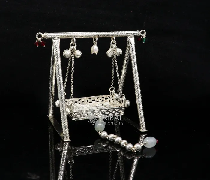 925 Sterling silver handmade Bal Gopala jhula little Krishna swing child Krishan Palana silver Jhula laddu Gopal jhula silver art su1128 TRIBAL ORNAMENTS Rings 925 Sterling silver handmade Bal Gopala jhula little Krishna swing child Krishan Palana silver Jhula laddu Gopal jhula silver art su1128 TRIBAL ORNAMENTS Rings