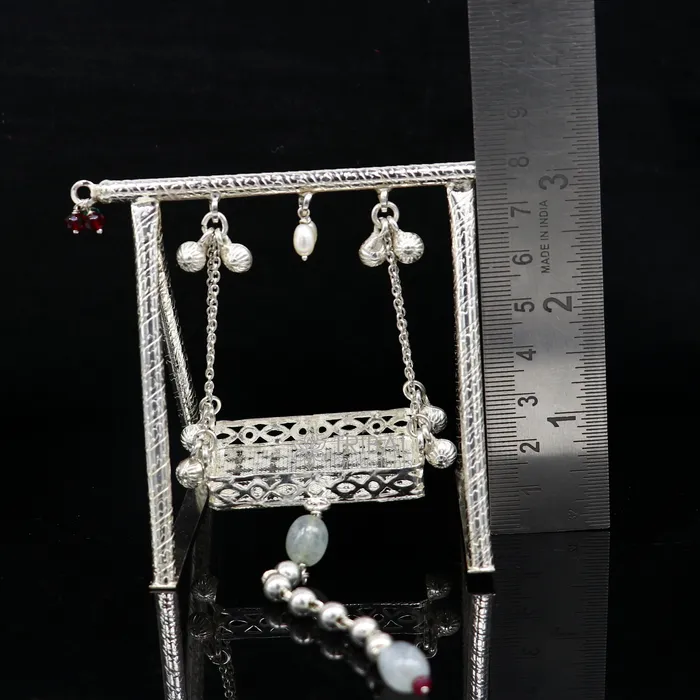 925 Sterling silver handmade Bal Gopala jhula little Krishna swing child Krishan Palana silver Jhula laddu Gopal jhula silver art su1128 TRIBAL ORNAMENTS Rings 925 Sterling silver handmade Bal Gopala jhula little Krishna swing child Krishan Palana silver Jhula laddu Gopal jhula silver art su1128 TRIBAL ORNAMENTS Rings
