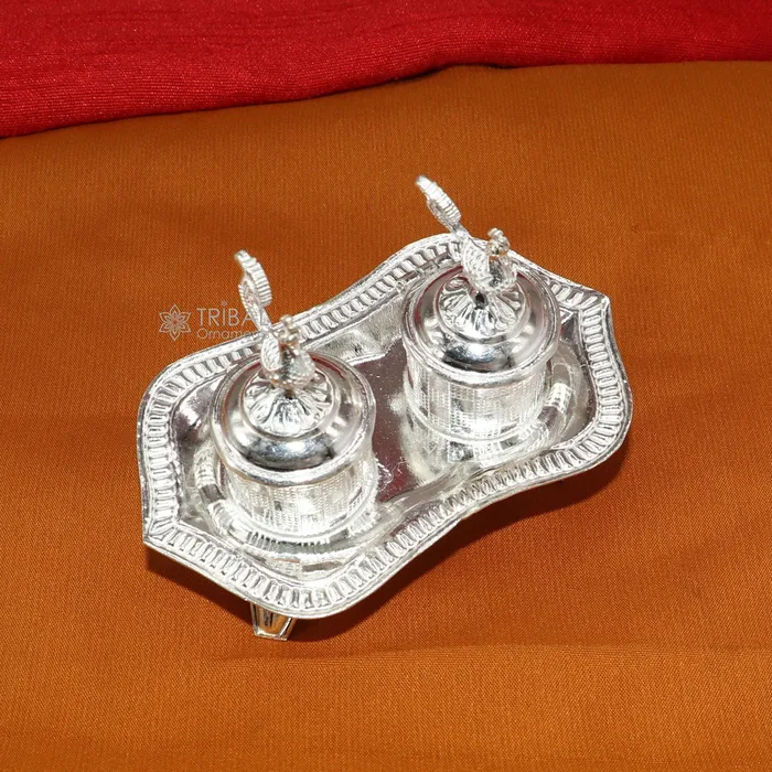 925 sterling silver handmade fabulous peacock design combo of two trinket box for kumkum sindur abil gulal rice best puja article stb827 TRIBAL ORNAMENTS Necklaces 925 sterling silver handmade fabulous peacock design combo of two trinket box for kumkum sindur abil gulal rice best puja article stb827 TRIBAL ORNAMENTS Necklaces