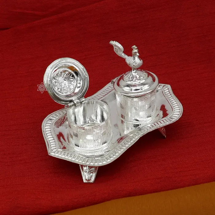 925 sterling silver handmade fabulous peacock design combo of two trinket box for kumkum sindur abil gulal rice best puja article stb827 TRIBAL ORNAMENTS Necklaces