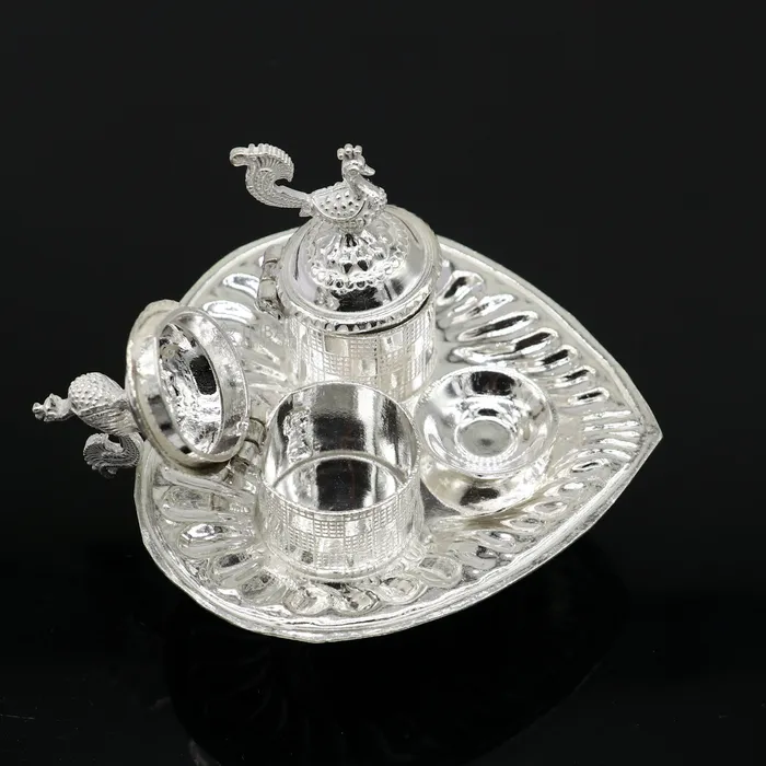 925 sterling silver handmade fabulous peacock design combo of two trinket box for kumkum sindur abil gulal rice best puja article stb828 TRIBAL ORNAMENTS Necklaces