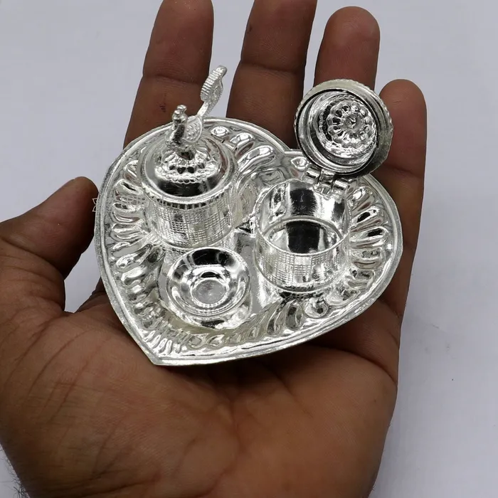 925 sterling silver handmade fabulous peacock design combo of two trinket box for kumkum sindur abil gulal rice best puja article stb828 TRIBAL ORNAMENTS Necklaces