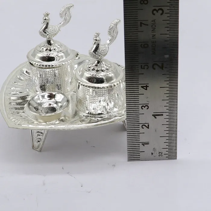 925 sterling silver handmade fabulous peacock design combo of two trinket box for kumkum sindur abil gulal rice best puja article stb828 TRIBAL ORNAMENTS Necklaces