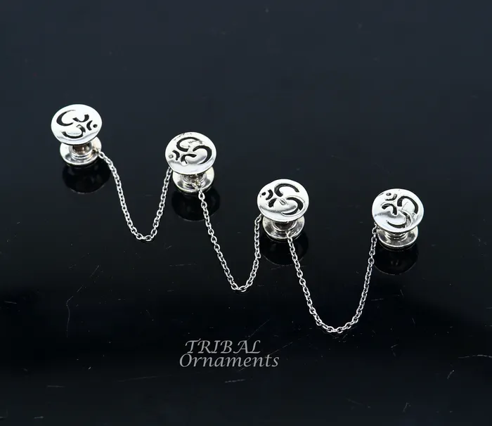 925 Sterling silver handmade gorgeous sign Aum or OM design buttons or cufflinks for mens kurta best gifting jewelry occasions btn04 TRIBAL ORNAMENTS Rings