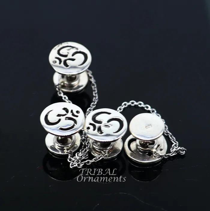 925 Sterling silver handmade gorgeous sign Aum or OM design buttons or cufflinks for mens kurta best gifting jewelry occasions btn04 TRIBAL ORNAMENTS Rings