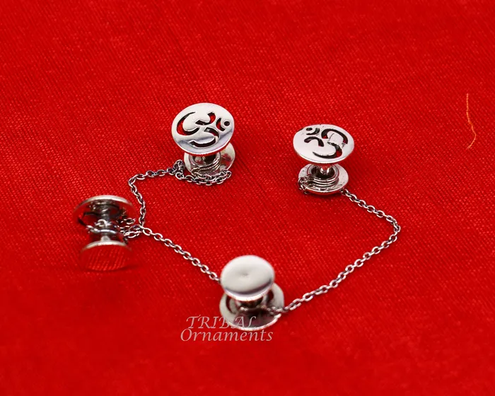 925 Sterling silver handmade gorgeous sign Aum or OM design buttons or cufflinks for mens kurta best gifting jewelry occasions btn04 TRIBAL ORNAMENTS Rings