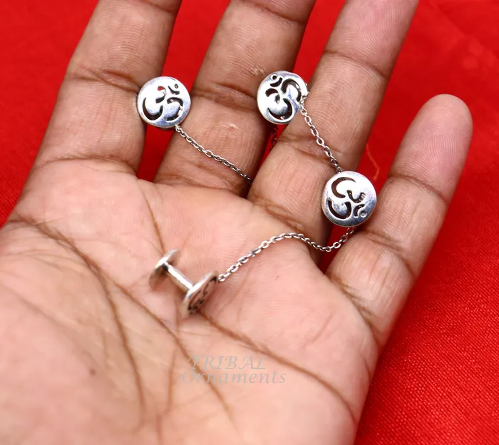 925 Sterling silver handmade gorgeous sign Aum or OM design buttons or cufflinks for mens kurta best gifting jewelry occasions btn04 TRIBAL ORNAMENTS Rings