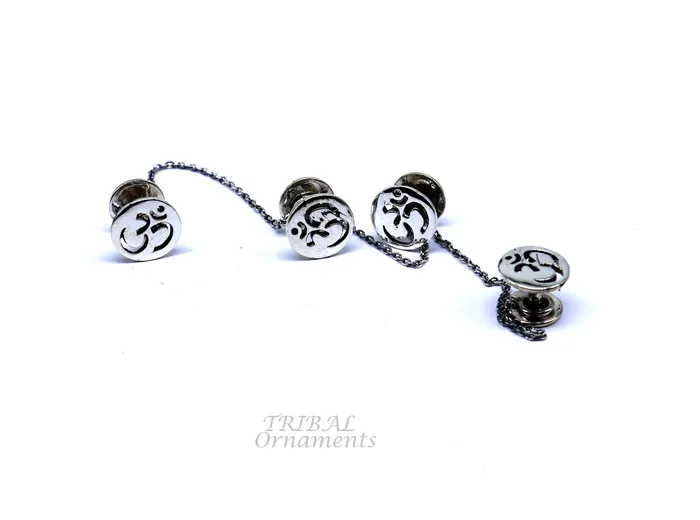 925 Sterling silver handmade gorgeous sign Aum or OM design buttons or cufflinks for mens kurta best gifting jewelry occasions btn04 TRIBAL ORNAMENTS Rings