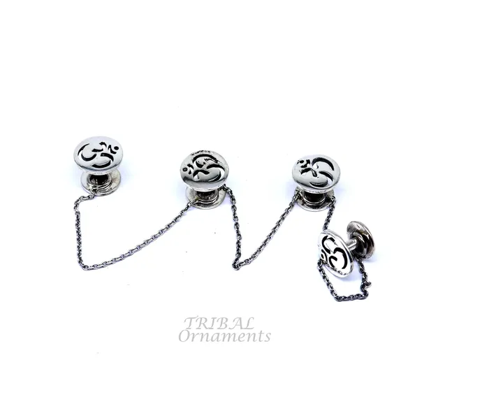 925 Sterling silver handmade gorgeous sign Aum or OM design buttons or cufflinks for mens kurta best gifting jewelry occasions btn04 TRIBAL ORNAMENTS Rings