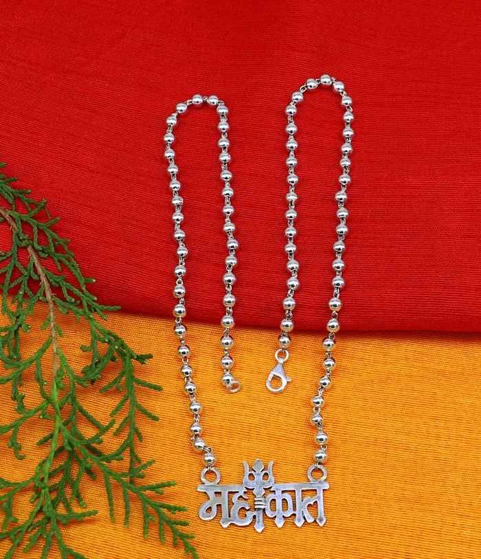 925 sterling silver handmade Lord shiva Mahakal Name pendant amazing stunning beaded divine necklace blessing shiva necklace set212 TRIBAL ORNAMENTS Necklaces