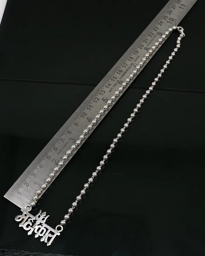 925 sterling silver handmade Lord shiva Mahakal Name pendant amazing stunning beaded divine necklace blessing shiva necklace set212 TRIBAL ORNAMENTS Necklaces