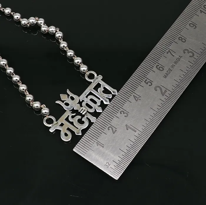 925 sterling silver handmade Lord shiva Mahakal Name pendant amazing stunning beaded divine necklace blessing shiva necklace set212 TRIBAL ORNAMENTS Necklaces