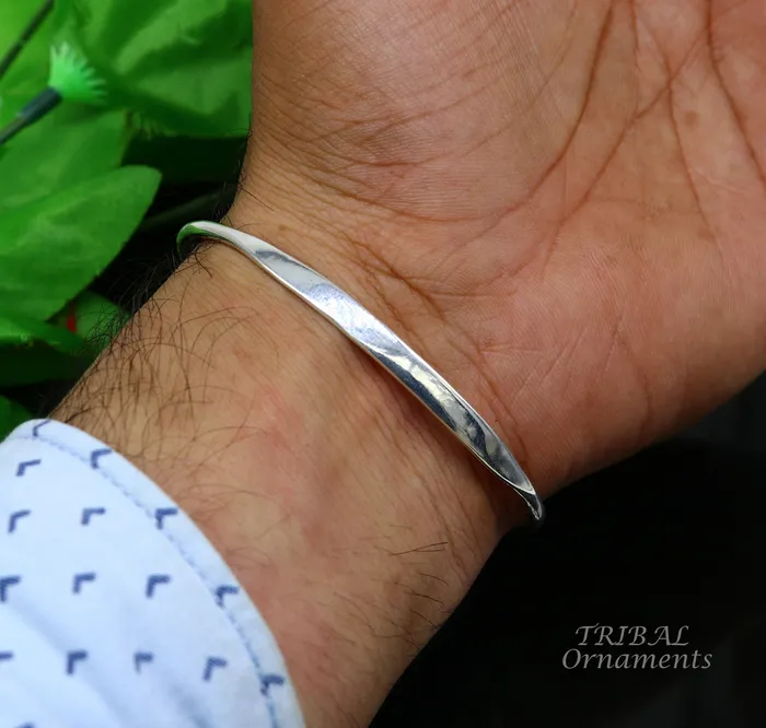 925 sterling silver handmade plain shiny design bangle bracelet cuff kada excellent gifting plain bracelet stylish gifting kada cuff109 TRIBAL ORNAMENTS Bracelets