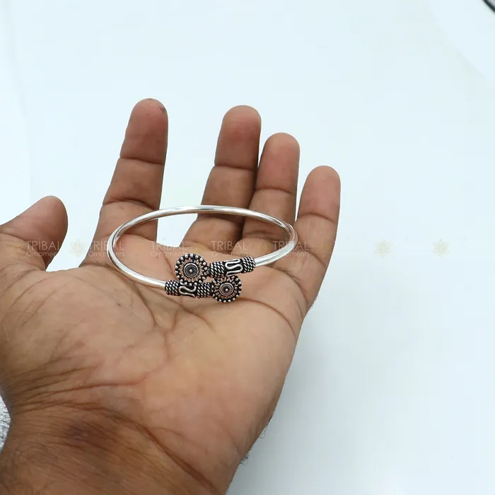 925 sterling silver handmade vintage design stylish kada bangle bracelet tribal jewelry nsk879 TRIBAL ORNAMENTS Bracelets
