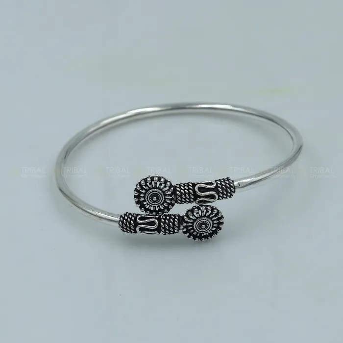 925 sterling silver handmade vintage design stylish kada bangle bracelet tribal jewelry nsk879 TRIBAL ORNAMENTS Bracelets