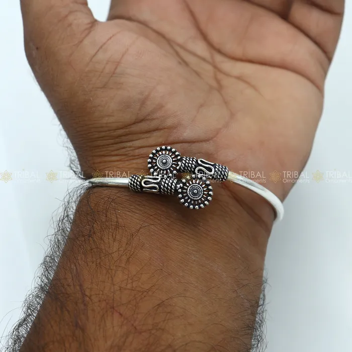 925 sterling silver handmade vintage design stylish kada bangle bracelet tribal jewelry nsk879 TRIBAL ORNAMENTS Bracelets