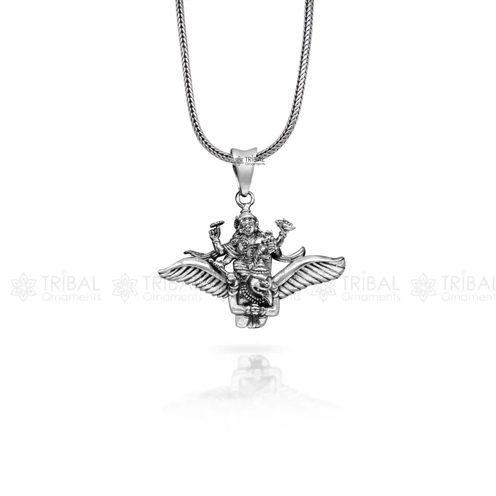 925 sterling silver Hindu idol Lord Vishnu with Garuda pendant unisex locket pendant sspm516 TRIBAL ORNAMENTS Necklaces 925 sterling silver Hindu idol Lord Vishnu with Garuda pendant unisex locket pendant sspm516 TRIBAL ORNAMENTS Necklaces