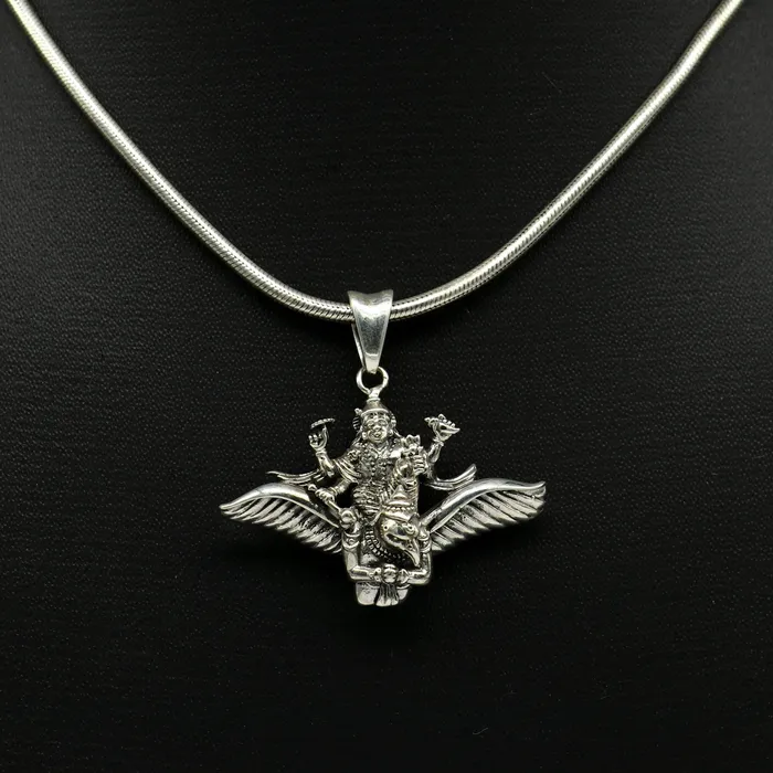 925 sterling silver Hindu idol Lord Vishnu with Garuda pendant unisex locket pendant sspm516 TRIBAL ORNAMENTS Necklaces