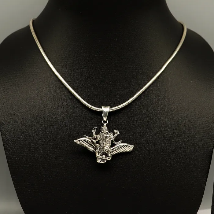 925 sterling silver Hindu idol Lord Vishnu with Garuda pendant unisex locket pendant sspm516 TRIBAL ORNAMENTS Necklaces
